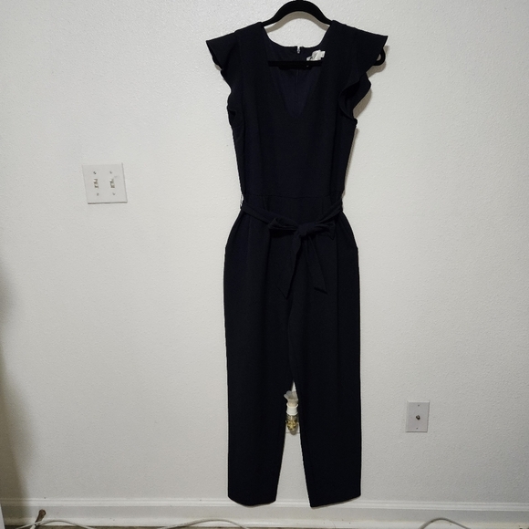 Eliza J jumpsuit with ruffle sleeve belt high rise size 6 - Picture 1 of 13